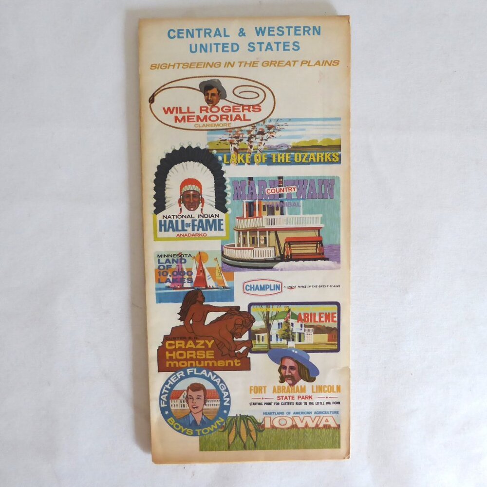 VINTAGE 1965 CHAMPLIN OIL RAND MCNALLY CENTRAL & WESTERN UNITED STATES MAP